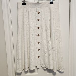 Torrid White Eyelet A-Line Skirt with Buttons